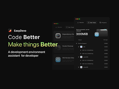 EasyDevo app apple design easydevo macos menu bar product ui
