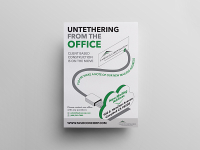 Unique Flyer concept for moving to a virtual office business clean design flyer funny illustration marketing minimal top vector
