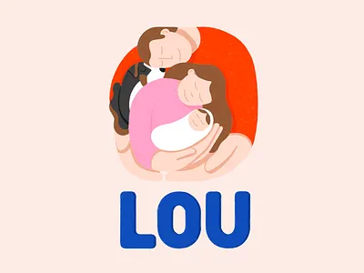 Birth announcement card for Lou baby birth announcement card custom illustration family family portrait geboortekartje hug newborn procreate stationery