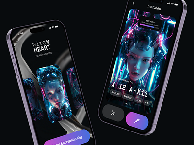 Dating for Robots Mobile iOS App ai app app design concept dating dating app design designer graphic design ios midjourney mobile product design typography ui ux ux design uxui vector web design