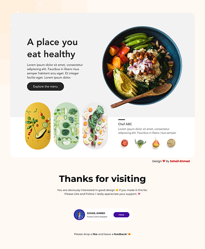 Healthy Food Website Header Design figma ui ux web design