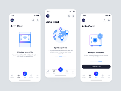 Arto Plus Mobile - Onboarding of Arto Card card create card finance illustration management mobile app onboarding product design saas ui ux