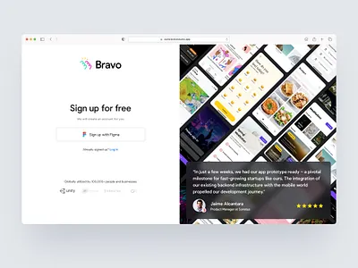 Bravo Studio Login & Signup apps bravo bravo studio google login login login page mobile mobile apps no code nocode onboarding register signup signup page ui