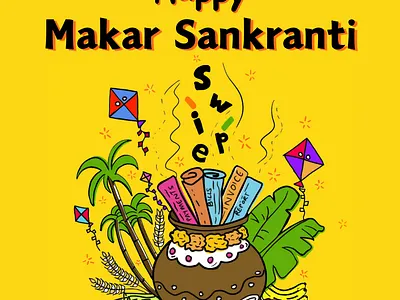 Happy Makar Sankranti 2024 billing branding design graphic design illustration invoicing logo swipe ui vector