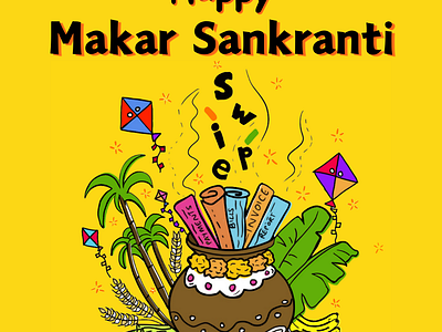 Happy Makar Sankranti 2024 billing branding design graphic design illustration invoicing logo swipe ui vector