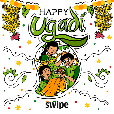Happy Ugadi 2024 billing branding design graphic design illustration invoicing logo swipe ui vector