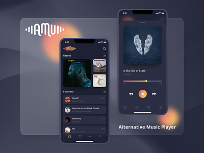 AMU Music Player Mobile App app dark mode design interface ios mobile ui ux uxui