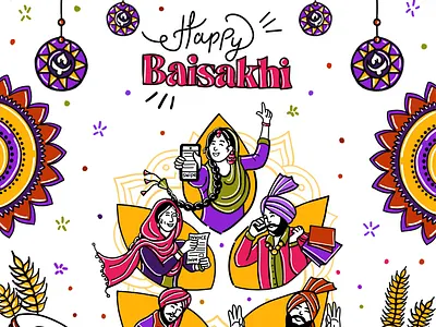 Happy Baisakhi 2024 billing branding design graphic design illustration invoicing logo swipe ui vector