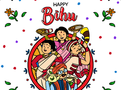 Happy Bihu 2024 billing branding design graphic design illustration invoicing logo swipe ui vector