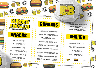 Burger bros.co Menu branding burger design graphic design illustration logo menu packaging typography