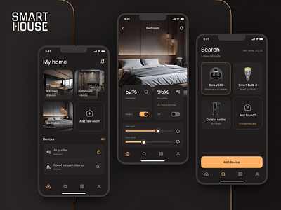 Smart House Mobile App Design app dark mode design interface ios mobile ui ux uxui