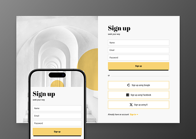 Minimal Sign up page design design graphic design gray minimal responsive sign in sign up ui user ux web web design