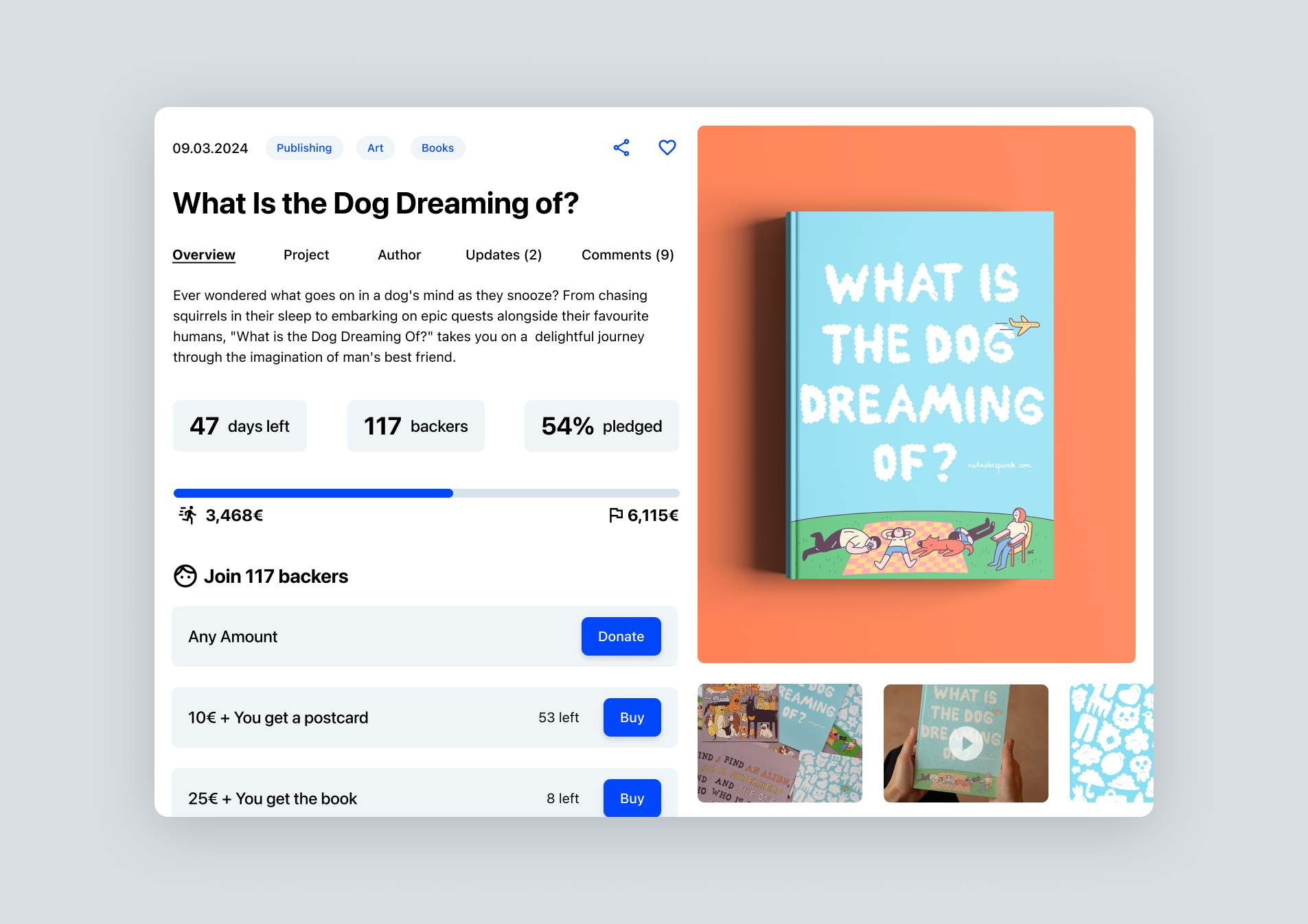 Daily UI 032 - Crowdfunding art artbook book crowdfunding daily ui dailyui design fundrising illustration ui ui design ux ux design webdesign