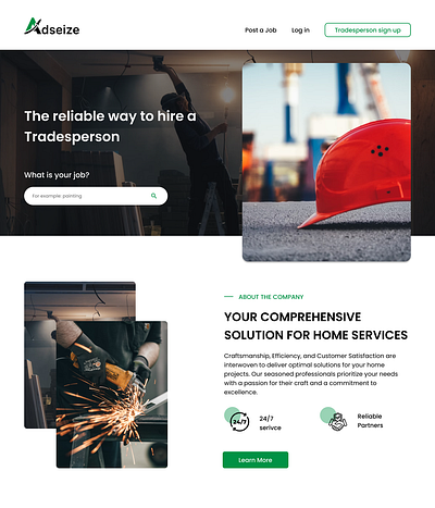 AdSeize Services: The most reliable way to hire a Tradesperson clean minimalistic design design graphic design services tradesperson ui ux web app webdesign website design