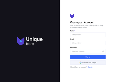 Sign up Page for Icons Library current trend form googlebutton icons iconslibrary library loginpage minimal sign up product productdesign productsignup sign up page signupbutton trendy signup webdesign