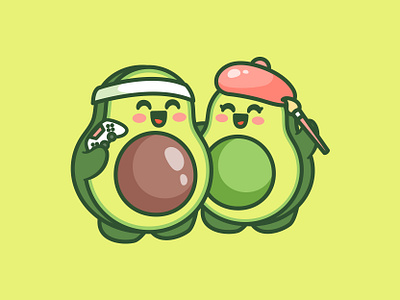 Avocado 🥑 avocado cartoon character cute fresh fruit gaming icon illustration kawaii logo mascot seed vector