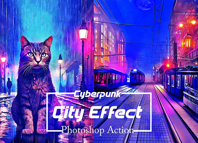 Cyberpunk City Effect Photoshop Action photoshop action