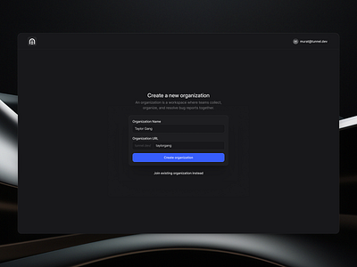 Create Organization 🤝 @TunnelHQ create dark mode onboarding tunnel