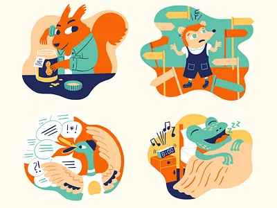 Napier University Keep on Track Campaign animal characters animals character design characters humourous illustration university