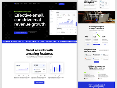 Email marketing platform business design email email marketing homepage landing page marketing minimal modern design saas software ui web
