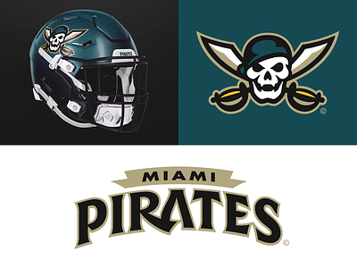 09/32 – Miami Pirates branding design florida football graphic design illustration logo miami pirates sports sports branding typography