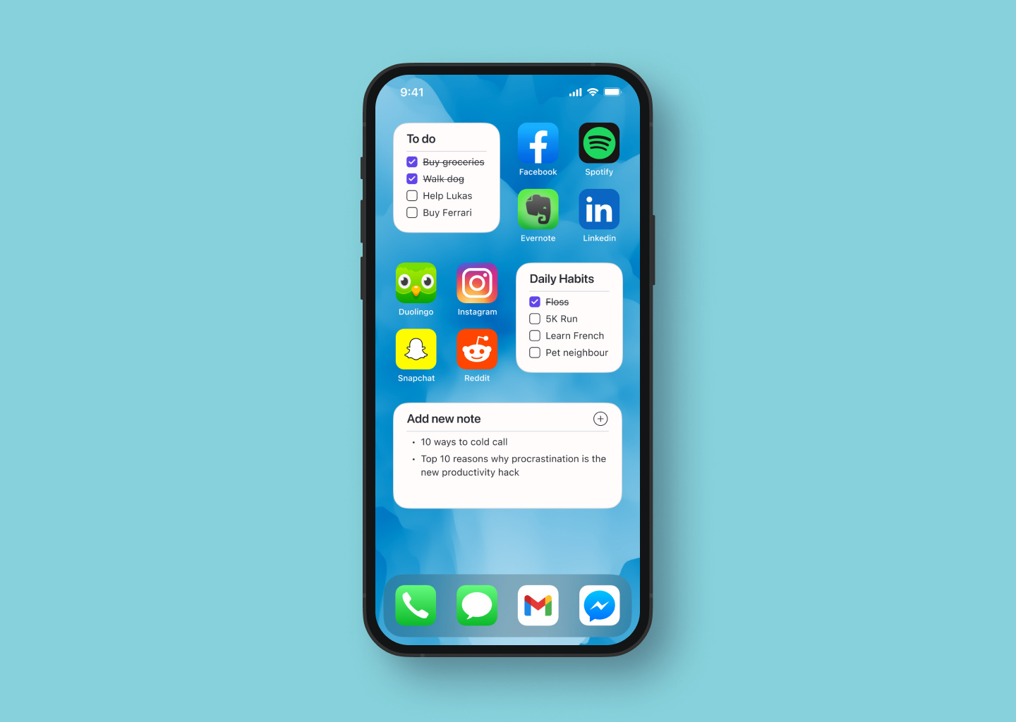 DAY 065 / NOTES WIDGET 065 daily daily ui duolingo ios mobile mockup navbar ui widget wireframe