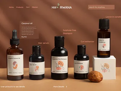 HAIRWANA (Hair-Care Brand) brand brand design branding design graphic design hair hair care hair products home page illustration landingpage product product design ui ux