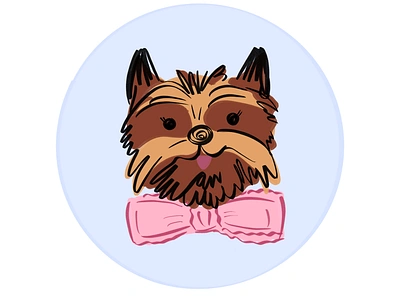 Yorkie in a bowtie illustration logo procreate