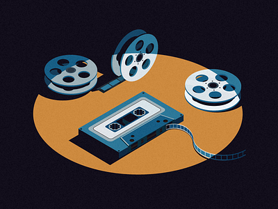 Illustrations for the web article article cover diamond editorial film illustration isometric music cassette nft noir spotlight tape web