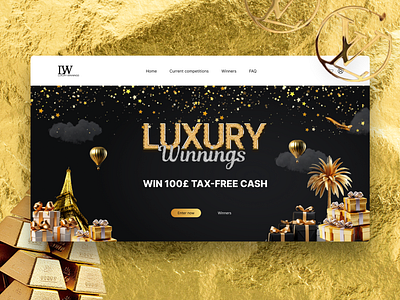 Lotto Website "Luxury Winnings" first creen design design gold style landing luxury stylish ui ux website