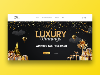 Lotto Website "Luxury Winnings" first creen design design gold style landing luxury stylish ui ux website