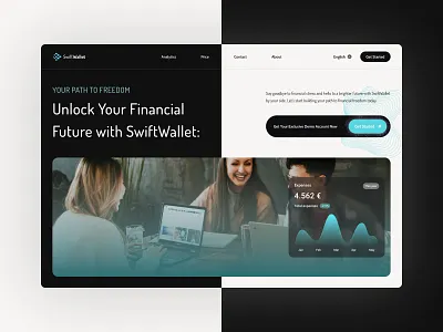 SwiftWallet - Hero Section animation branding clean color dark dark mode design featured hero illustration inspiration light logo mobile product design trending ui user interface ux website