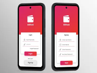 Billfold - Login & Signup UI Design animation branding design figma graphic design guvi illustration logo ui ux