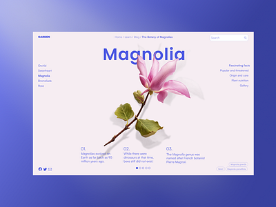 Flower Page - Website Concept botanical clean design floral flowers plants ui web