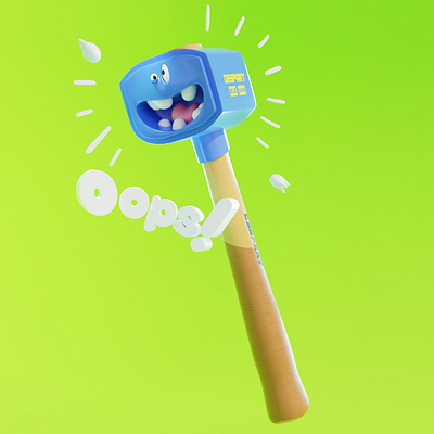 Hammer!!! 3d animation cartoon character design colorfull funny gamedesign happy illustration logo metal motion graphics