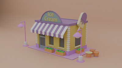 Low poly ice cream shop 3d 3d art 3d artwork 3d model 3d modeling artwork design illustration