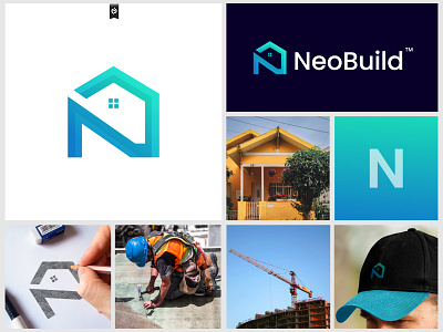 Construction Company Modern Logo Design, Real Estate, N letter architecture brand identity branding build building construction company flat logo home house logo logo design minimalist logo modern logo n letter logo real estate