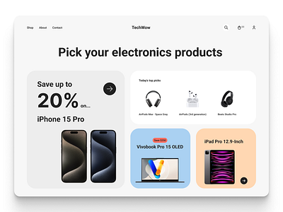 Technology products store landing page hero electronic product hero hero section home page landing page tech technology techonolog product ui ui design web design