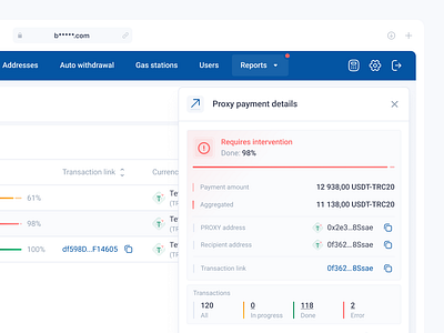 💸 DETAILS POP-UP OF PROXY PAYMENT aggrecation crypto details window error modal payment pop up product design successfully ui ux wallet