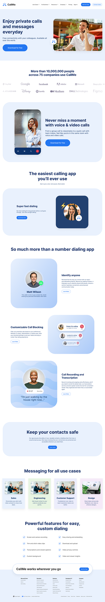 Landing Page for a Saas company - CallMe figma landing page ui ux