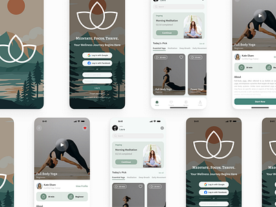 Find Your Zen - A Meditation App for Modern Minds android green health healthy interface ios lifestyle meditation meditators mobile mobile app sleep ui ui design uiux user interface ux ux design yoga zen