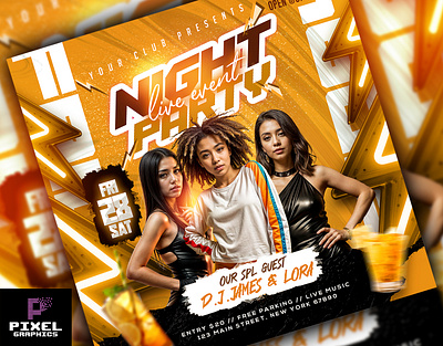 Club Music Party Flyer celebration club flyer design dj flyer event event flyer graphic design party photoshop psd flyer template