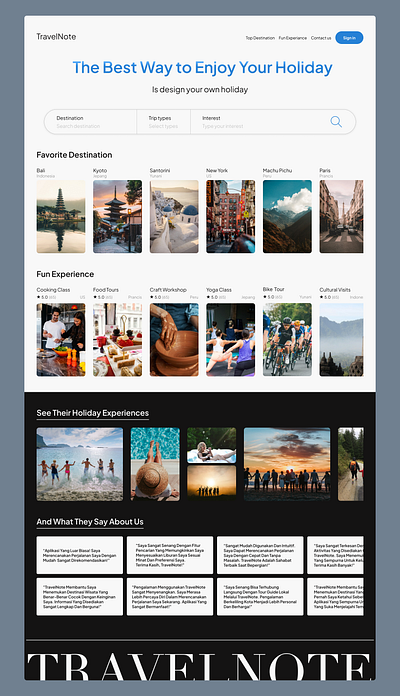 TravelNote - Travel Web Design