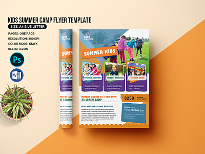 Kids Summer Camp Flyer family program invitation flyer kids camp kids event kids summer kids summer camp kids summer camp flyer ms word photoshop template printable school fest school program school summer summer camp summer celebration summer event summer festival summer party summer poster summer program