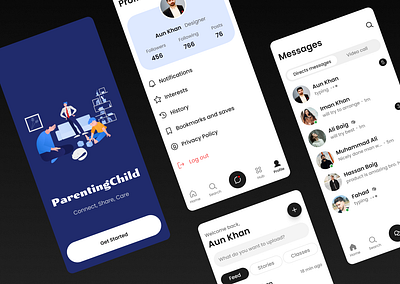 Parenting Screens App Design branding design ui uiesign uiuxdesign ux webdesign