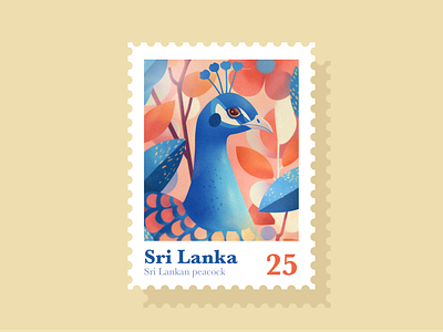 Custom Stamp Design 2d 3d abstract bird branding design graphic design ill illustration illustrator logo minimal modern peacock sri lanka sri lankan stamp stationery symbol ui
