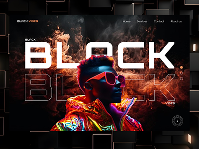 Landing page UI for Black vibes 3d animation behance black branding clothingui freelancers glowing graphic design logo motion graphics popularshot ui userexperience ux webdesign webpage