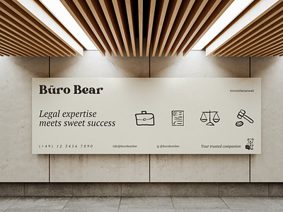 Büro Bear - Brand Identity 03 billboard brand design brand identity branding character design design designer graphic design iconography illustration law firm lawyer logo logo design logo illustration real estate sign signage