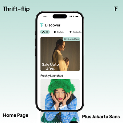 Online Thrifting store app black branding design fashion graphic design green home page ios logo mobile online shopping thrifting typography ui ux white