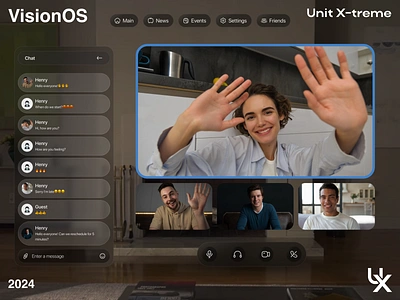 VideoChat for Vision OS - Spatial UI Design 2024 app apple design graphic design ui ux uxui video call video chat vision os webdesign